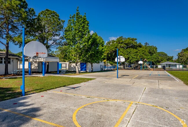 Students at Pinellas Park Elementary School can play a game of basketball with their friends.