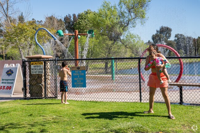 On hot days locals can head to the waterpark fun area of Santee Lakes in Carlton Hills.