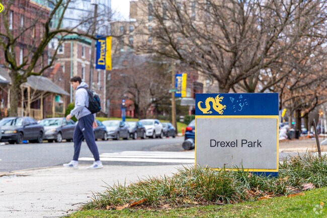 Drexel Park is a popular spot to go for a walk in Powelton Village.