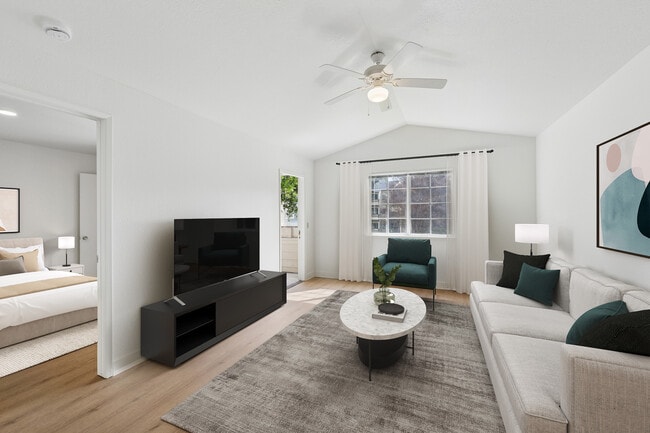 Upgraded Collection living room with hard surface flooring