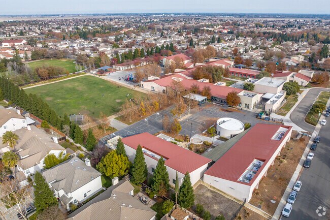 Heron School offers a sprawling campus when viewed from above.