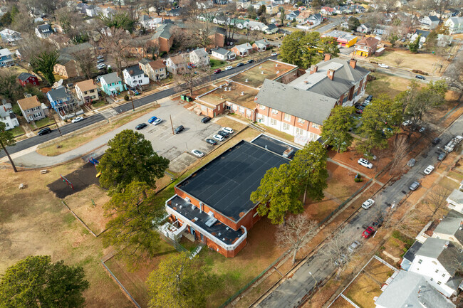 An aerial view of Swansboro Elementary School.