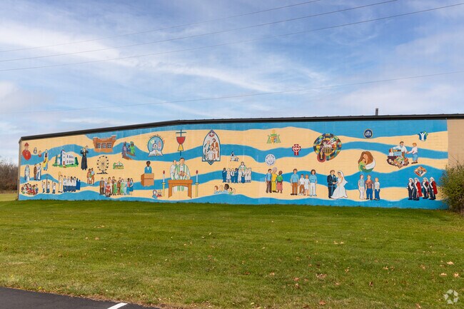 Artworks and murals of all sizes can be found throughout Trotwood, including at Precious Blood Parish.