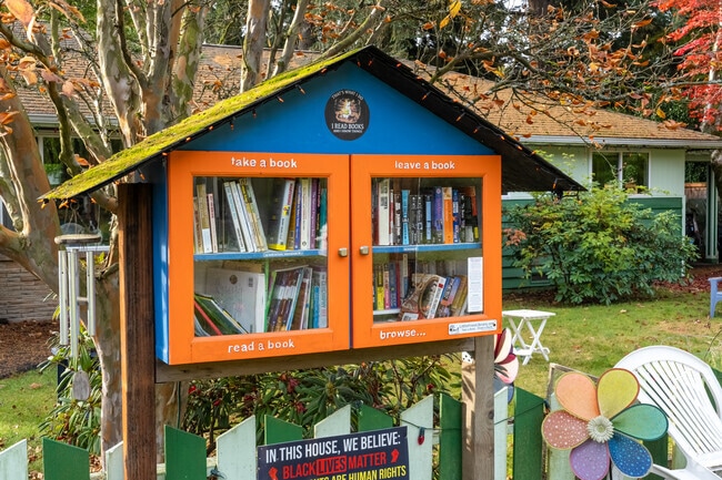 A colorful and well-stocked community library in Uplake neighborhood is fully stocked.
