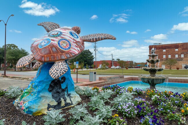 Milton welcomes its visitors with colorful artwork.