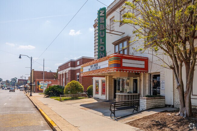 The Zebulon Theatre in Cairo was opened on April 15, 1936 as a 650-seat theater by Ms. Ethel Blanton who named it after her husband Zebulon Blanton.