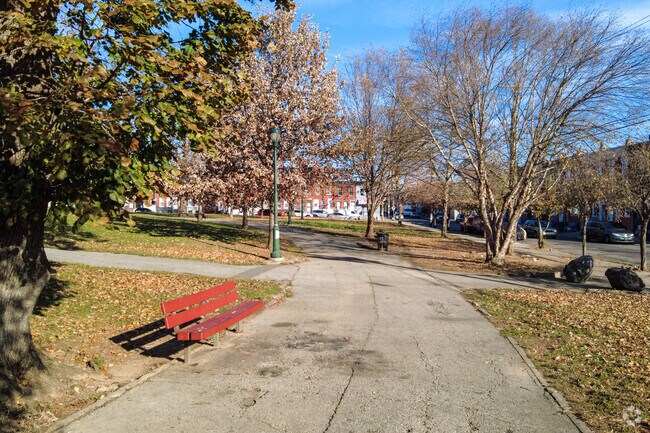 McPherson Square in Upper Kensington offers paved paths and shaded benches.