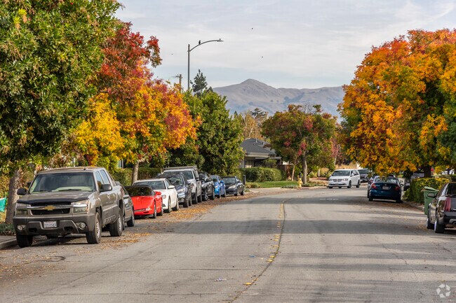 The residential streets in Centerville beautifully frame views of Mission Peak.