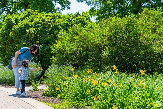 Flowerfield residents stop to smell the flowers.