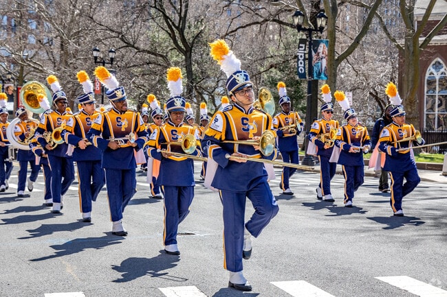 The Science Park High School Marching Band brings energy and spirit to Newark’s St. Patrick’s Day Parade.