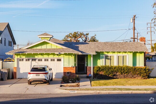 Colorful midcentury ranch homes line the quiet residential streets of Torrance, CA.