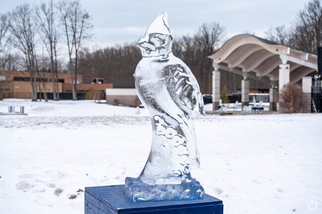 An ice sculpture on display at Civic Center Park in Mentor, Ohio.