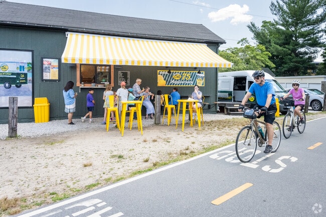 Take a scenic bike ride in Warren and refresh with Del's Lemonade near North Swansea, MA.
