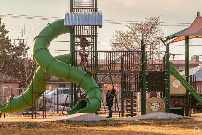 Families love to hang out at the playground at Hoffman Park.