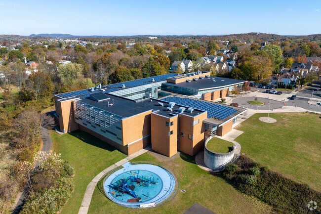 An aerial view of King/Robinson Magnet School.