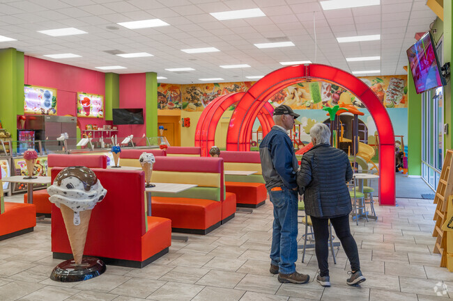 La Michoacana is a dessert shop offering ice cream, snacks, and piñatas, with a playground.
