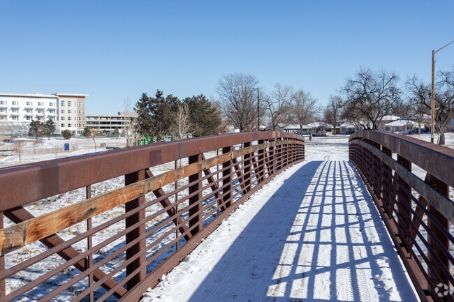 Snow blankets the pedestrian bridge in Montview Park, a North Aurora favorite.