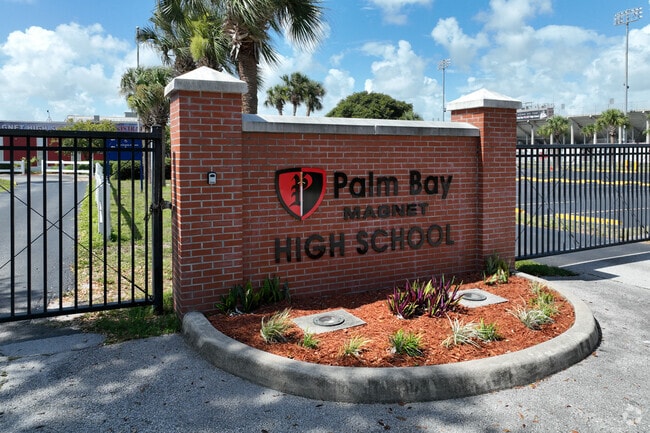 Entrance sign for Palm Bay Magnet Senior High School.