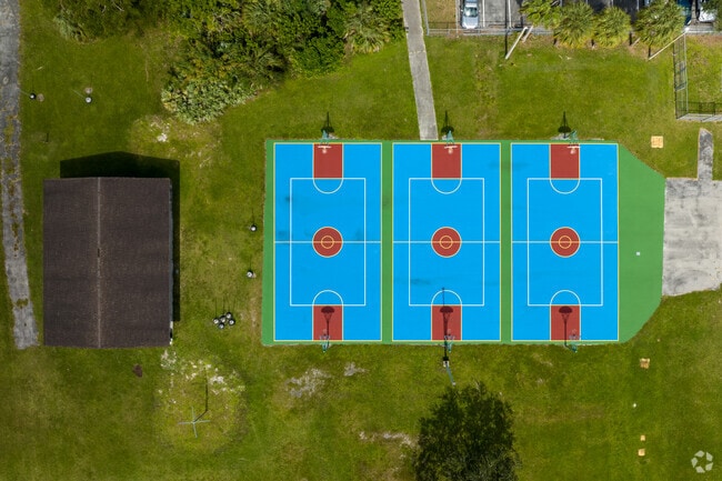 Over head view of Gloria Floyd Elementary School basketball courts in Miami, FL.