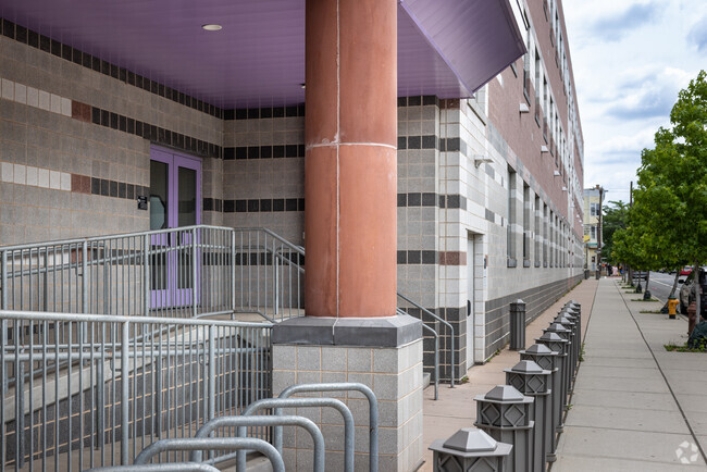 A view down the street at the Oliver Street School, Newark, NJ.