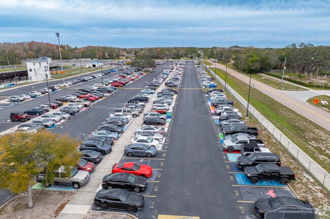 East Lake Middle School Academy of Engineering has a large parking lot for teachers and visitors