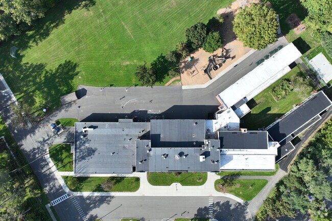 A top down view of Elsmere Elementary School.