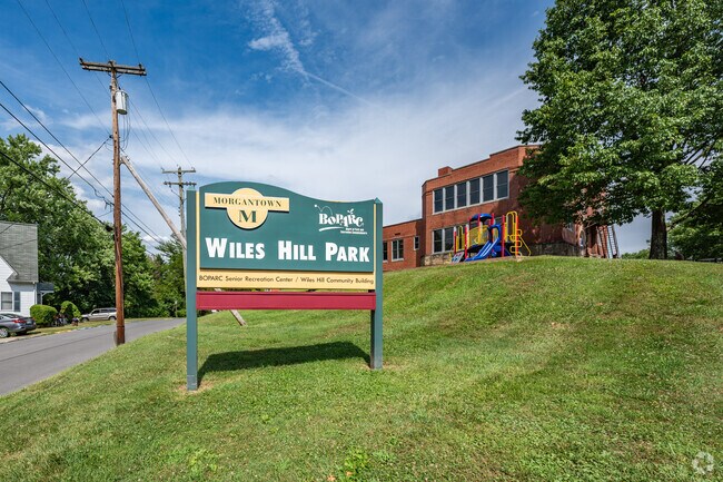 Wiles Hill Park is a corner park on a quiet street with little traffic.