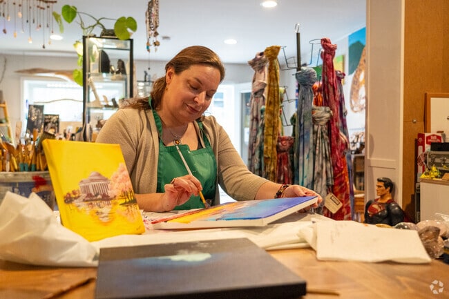 Occoquan has an eclectic row of interesting shops and stores by the river.