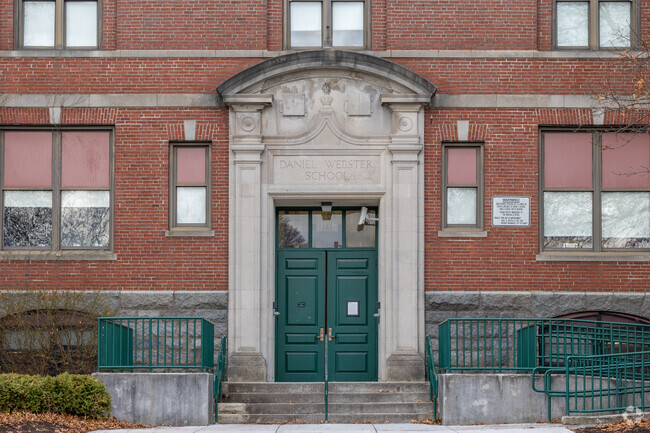 Brilliant green doors great you as you enter Point Webster Middle School in Quincy.