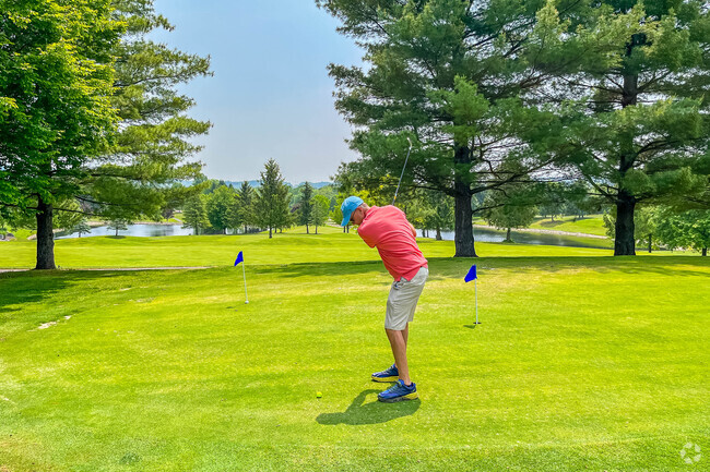 Golfers perfect their swing at the Liberty Forge golf course in Lower Allen Township.