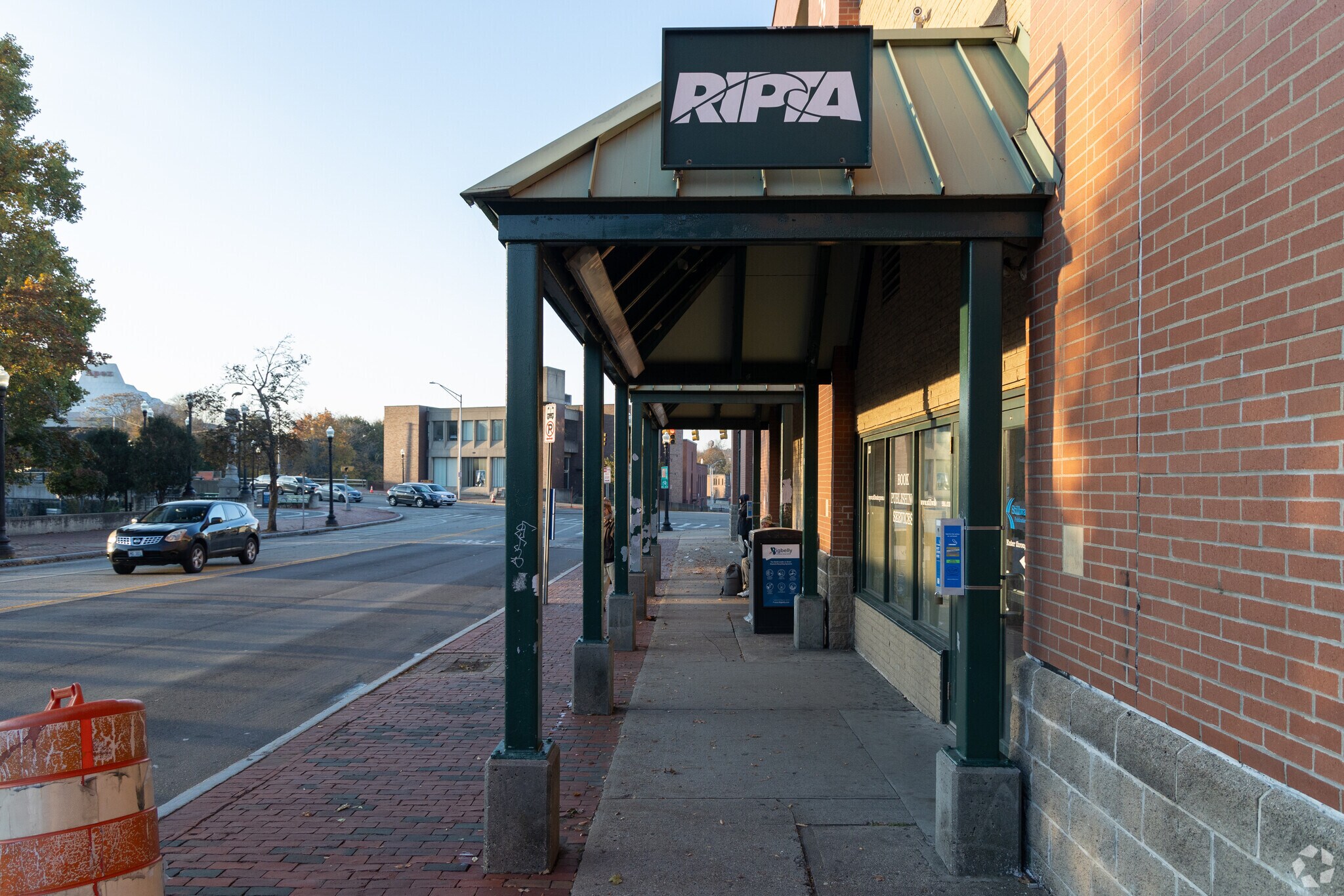 RIPTA has both semi and sheltered stops at its Pawtucket visitors center.