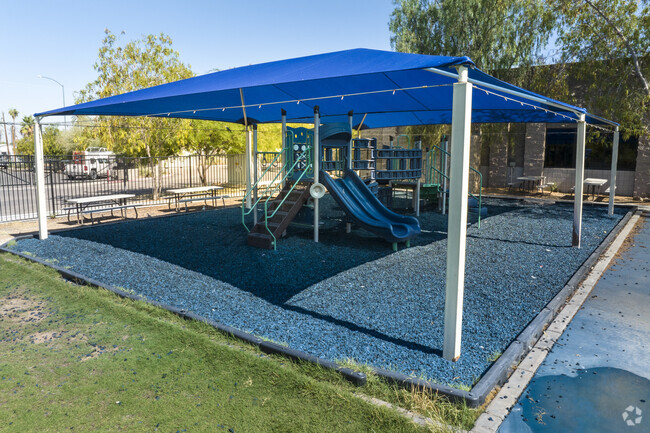 A shaded playground keeps kids out of the sun at EAGLE College Prep in Mesa.