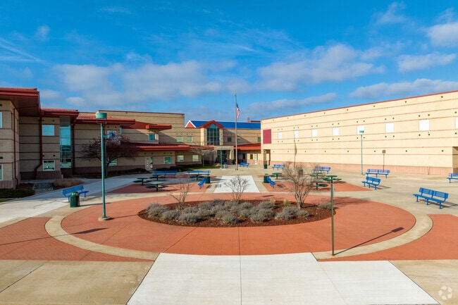 Entrance at Dakota High School in Macomb, Michigan.