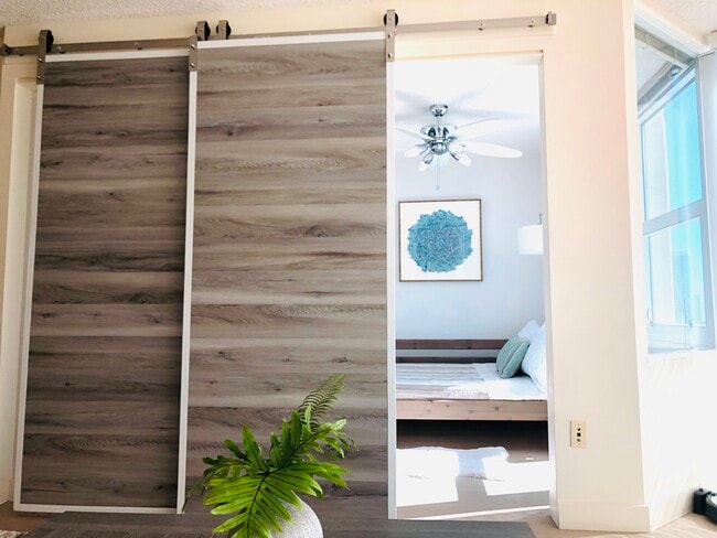 Contemporary Barn door to Guest bedroom
