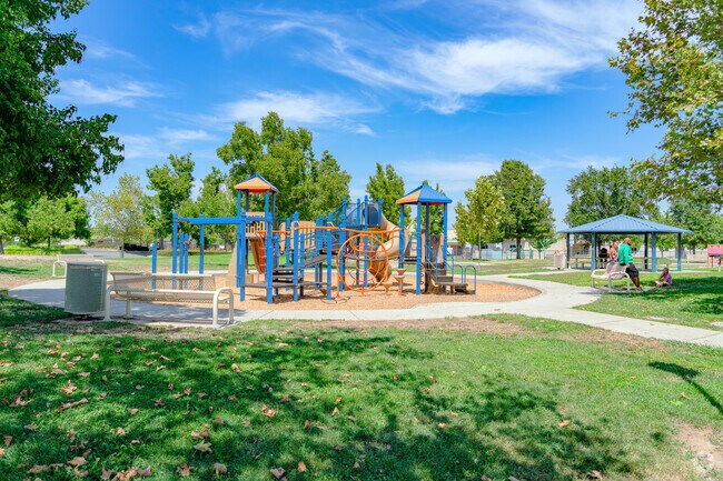 Kids enjoy the play structure at Pow/Mia Park.