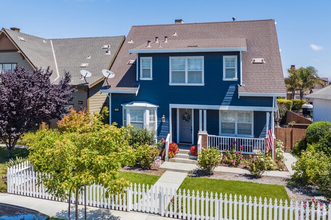 This vibrant new blue craftsman has ample curb appeal in Spreckels, California.