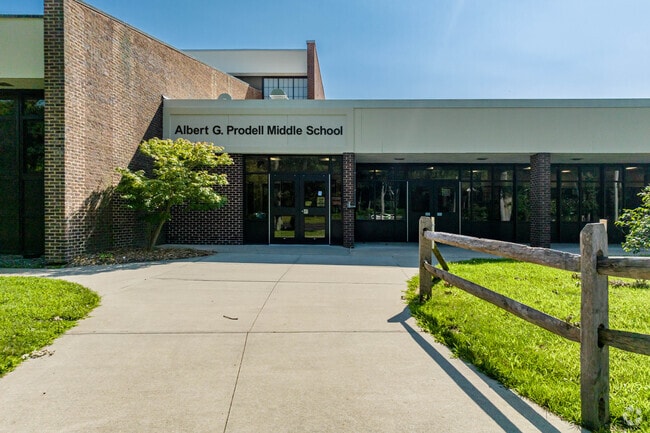 This is the main entrance to Albert G Prodell Middle School.