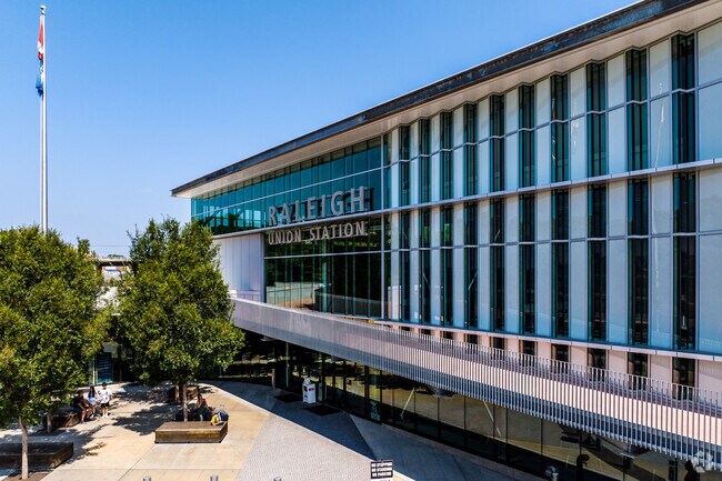 Many people ride the train from Union Station to go see the Charlotte Panthers play.