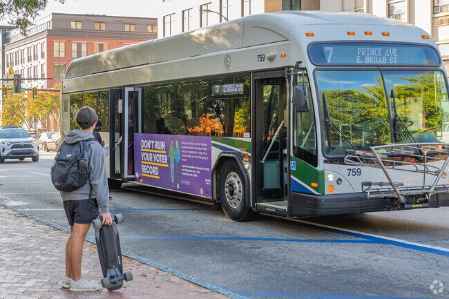 Several bus stops can be found throughout the North Avenue area.