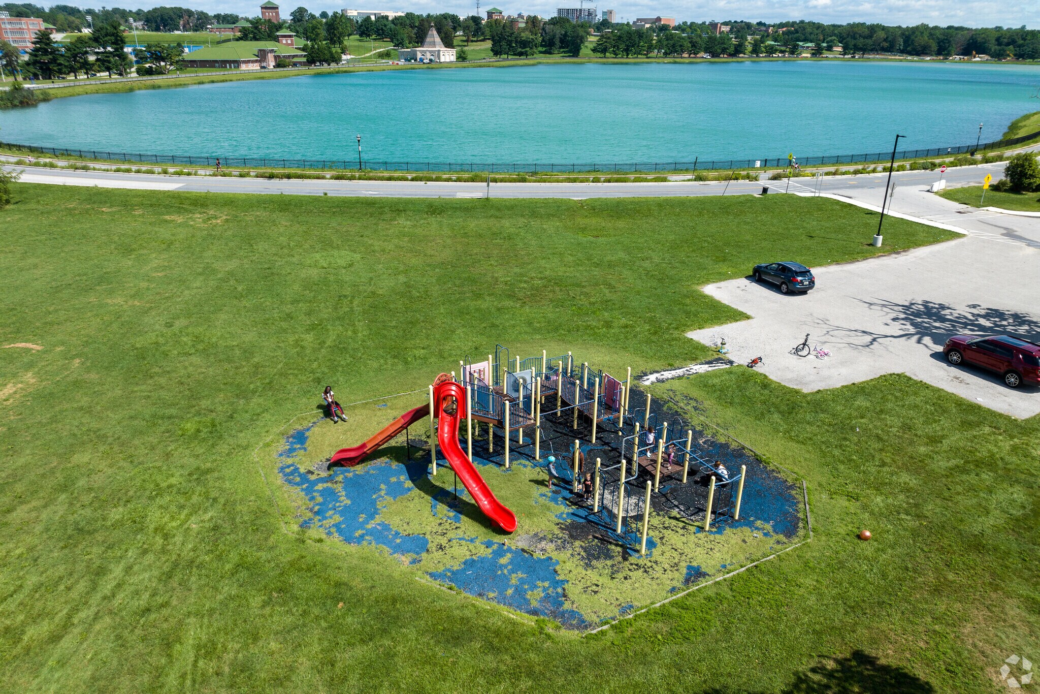 The playground at Lake Montebello provides a fun environment for kids around Hillen.