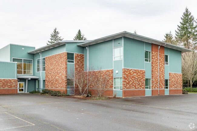 The green siding complements the brick siding of York Elementary School in Vancouver, WA.