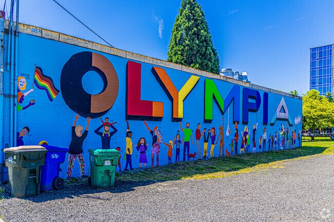 Downtown Olympia is colorful and artsy.