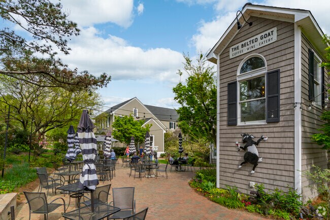 There are dining and shopping options like the popular Belted Goat cafe in Fearrington Village for Legacy at Jordan Lake residents to try.