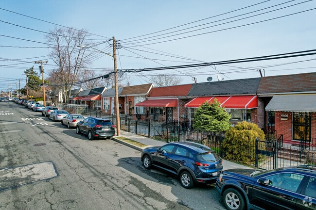 Charming rows of houses are nestled in the picturesque Laconia neighborhood.