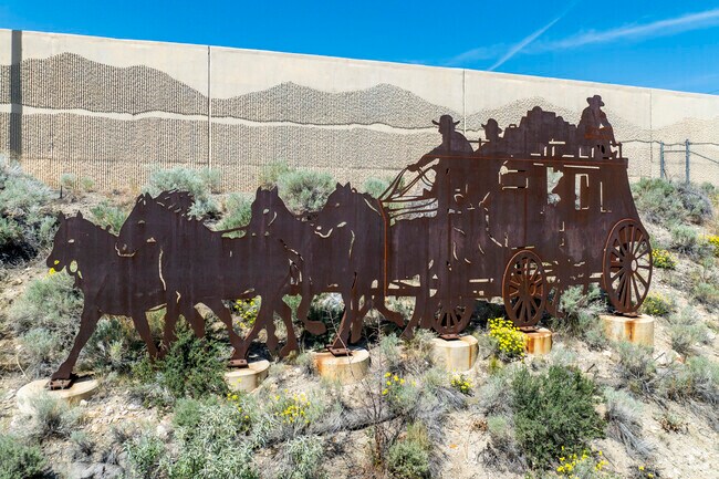 New Empire is a successor to an old town, Empire City, that was integral during the Silver Rush of Nevada's founding history, and has decorative art to commemorate those times.