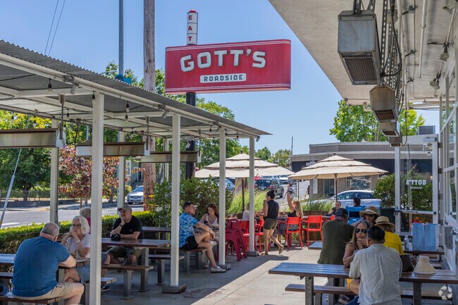 Gott's Roadside in Soscol Gateway South has a large wraparound outdoor seating area.