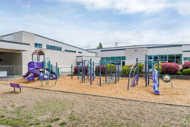 Students at Oregon Trail Elementary School love to play on the playground when they can.