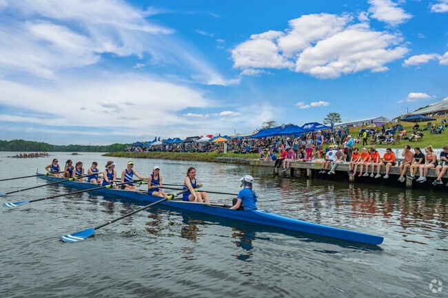 A team waits to dock at the 2024 Bethany Medical North Carolina Rowing Championships in Festival