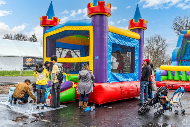 The bounce houses at the Lunar New Year Festival at Elk Grove Park are a lot of fun for children.