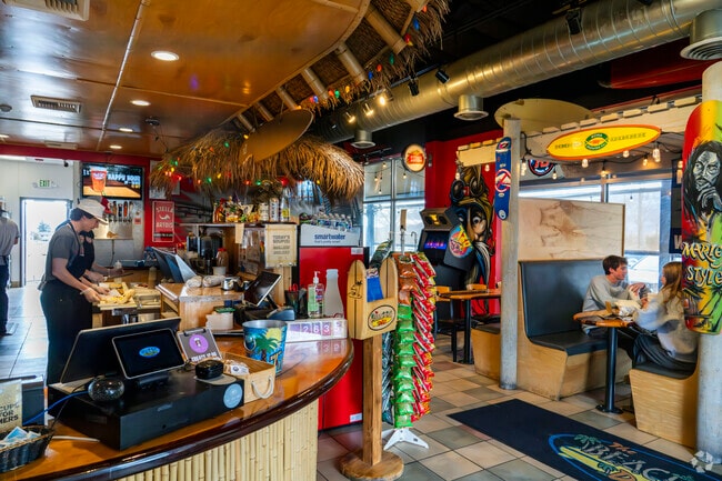 Beach Hut Deli is one of the few sandwich options within Kings Row and has fun interior decor.